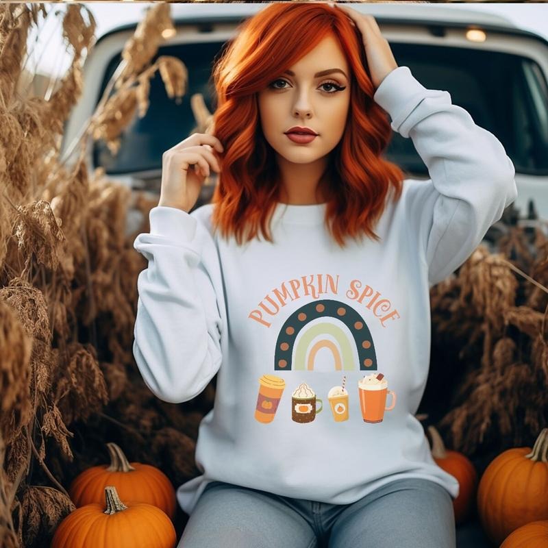 Pumpkin Spice Sweatshirt, Cozy Fall Sweatshirt, Christmas \bSweatshirt, Gifts For , Long Sleeve Crewneck Shirt, Christmas Gifts For Guys, Christmas Holiday Shirts, Gifts For Secret Santa Christmas Xmas Fit Womenswear Comfortable Sweaters