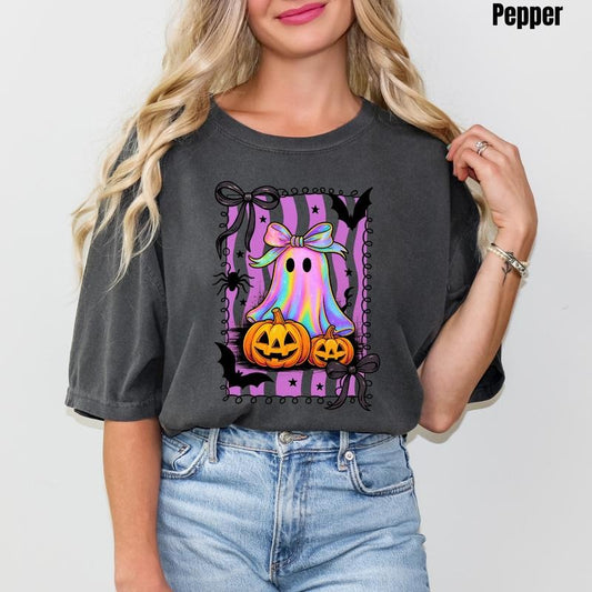 Pumpkins & Rainbow Ghost Comfort Colors T-Shirt 'NLB'