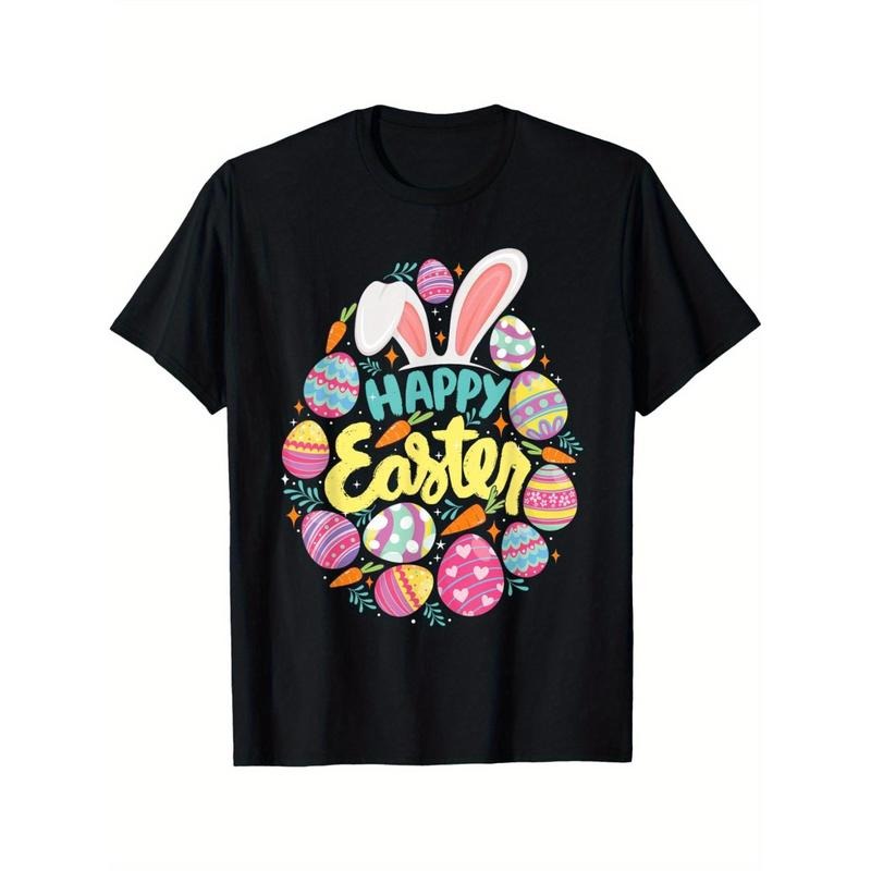 Pure Cotton T-shirt Happy Easter - Colorful Eggs Egg Hunting Jesus Christ T-Shirt made in usa
