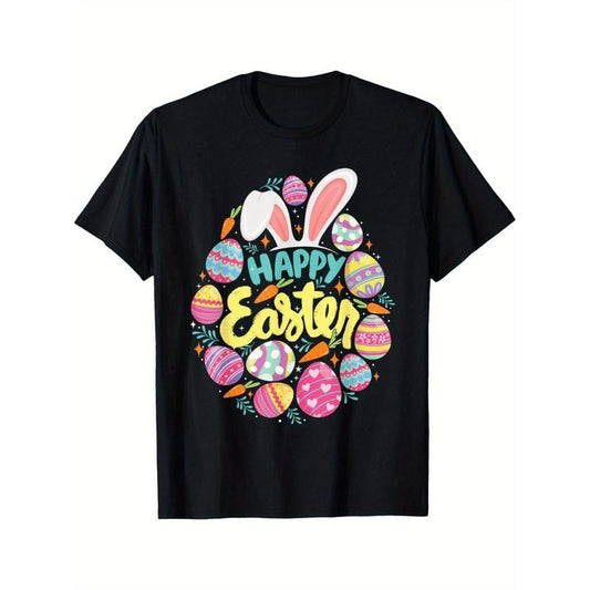 Pure Cotton T-shirt Happy Easter - Colorful Eggs Egg Hunting Jesus Christ T-Shirt made in usa