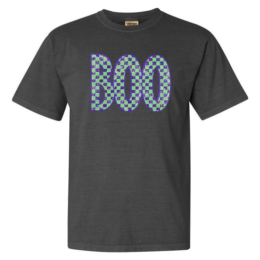Purple & Green BOO Sequin Patch Comfort Colors T-Shirt