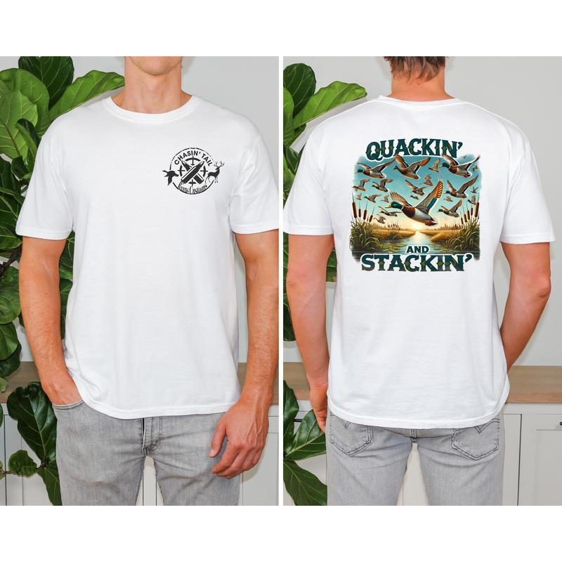 Quackin & Stackin Chasing Tails Mens T-Shirt Casual Classic