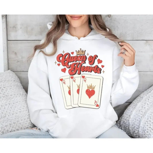 Queen Of Hearts Sweatshirt, Preppy Aesthetic Hoodie, Playing Card, Alice In Wonderland Shirt, Valentines Day Gift, Unisex Sweater Pullover Tee