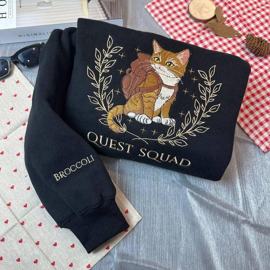 Quest Squad Broccoli Embroidered Sweatshirt, Onyx Storm, Basgiath War College, Dragon Rider, Bookish Gift, Romantasy Book Lover
