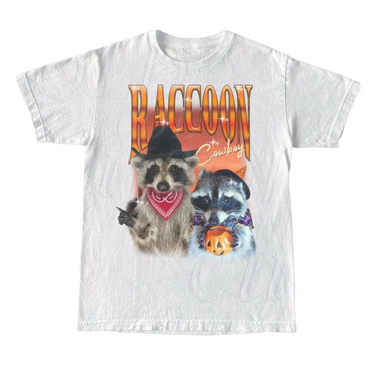 Raccoon CowboyVintag e 90s Bootleg Style T-Shirt, Retro Graphic Shirt, Trendy Raccoon Shirts, Adult Unisex Relaxed Shirt, Crewneck Round Neck Crewneck Round Neck