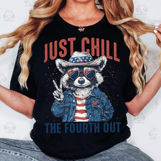 Raccoon Just Chill The Fourth Out Unisex Sweater, Retro America 4th of July Tee, Independence Day Unisex Style Shirt, Funny Raccoon Feral Gift