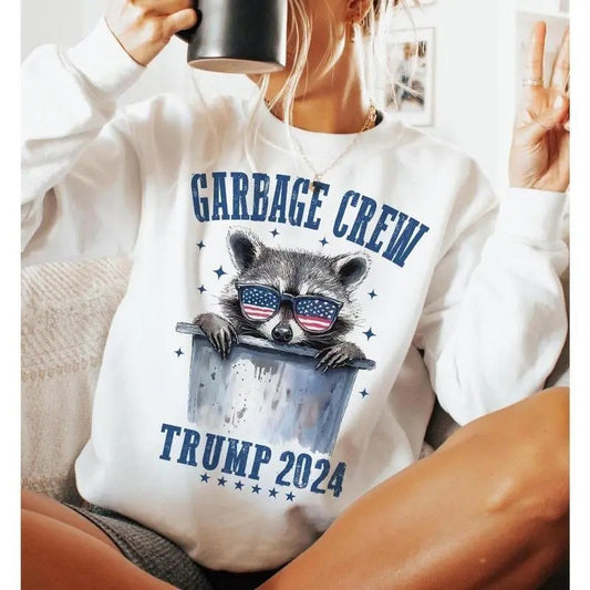 Raccoons Garbage Crew Trump 2024, Inauguration Day Shirt, Trump Won, Political Funny Sweater Gift Funny Election Graphic Printed Unisex Classic Cotton For Men, For Women