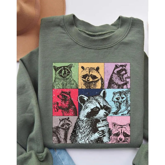 Racoon Drink Coffee Sweatshirt, Racoon Meme Sweatshirt, Funny Racoon Sweater, Funny Trash Panda Shirt, Racoon Lover Shirt, Cozy Racoon Shirt