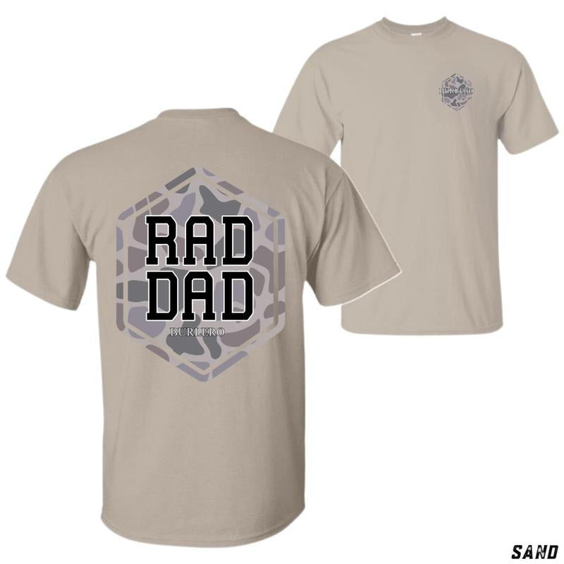Rad Dad Camo T-shirt - Stylish And Comfortable Casual Wear 100% Cotton Available In Dark Heather Heather Colors Safety Colors And Tweed