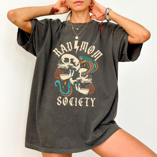 Rad Mom Society Shirt Comfort Colors Shirt, Cool Mommy Club Tee, Vintage Skull Mom T-shirt, Mom of Boys Outfits, Gift For Wife, Mother's Day Gift