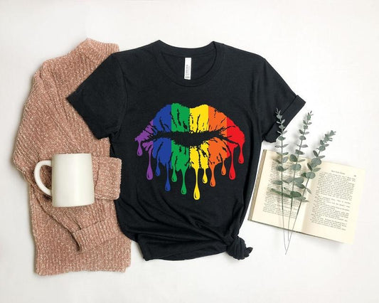 Rainbow Pride T Shirt Hoodie Sweater Rainbow Lips Shirt Lips Shirt LGBT Shirt Pride Shirt LGBT Pride Shirt Pride Tee LGBT Love Is Love Shirt