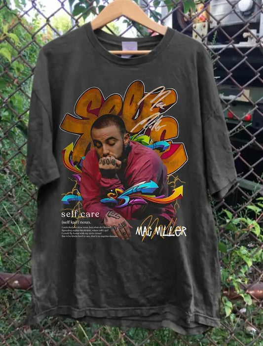 Rap & Hip-Hop Black T-Shirt Mac Miller, Vintage Rap Graphic Tee, 90s Hip-Hop Streetwear, Old School Rap Oversized Shirt, Music Fan Gift