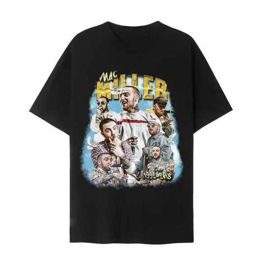 Rap & Hip-Hop Black T-Shirt Mac Miller, Vintage Rap Graphic Tee, 90s Hip-Hop Streetwear, Old School Rap Oversized Shirt, Music Fan Giftstyle{n002}2