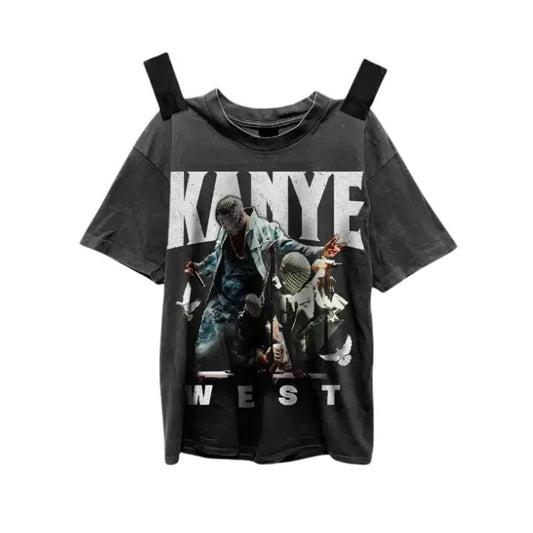 Rap Star High Street Trend-Ye-Old Retro Character Print Tshirt, Sweatshirt, Hoodie Size S- 3XL,Gift For Women Top Womenswear Underwear Humen, Underwear Tshirt Lady Streetwear Human Shortsleeve Shoe Comfort T-Shirt Casual Crewneck Round Neck Summer