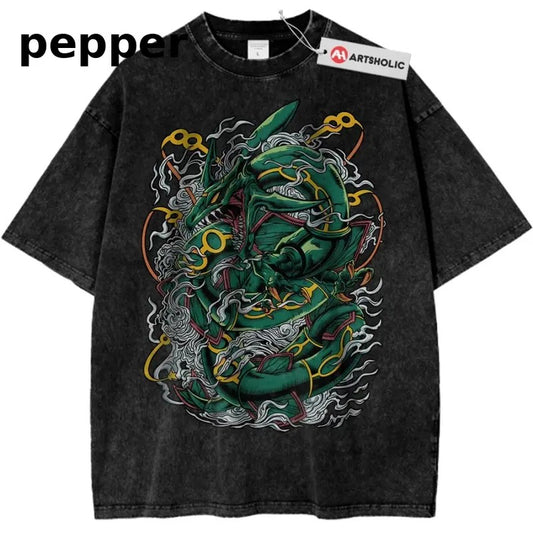 Rayquaza Shirt, Pokemon Shirt, Anime Shirt, Vintage T-Shirt Menswear Top Underwear Tshirt