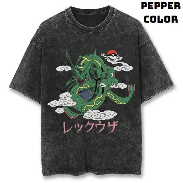 Rayquaza Tempest Vintage Graphic Tees, Rayquaza Tshirt, Pokemon Shirts, Pokemon Merch, Anime Manga Shirt, Anime Clothing, Unisex Casual Outfits, Crew Neck Gifts For Men Women Streetwear Menswear Womenswear