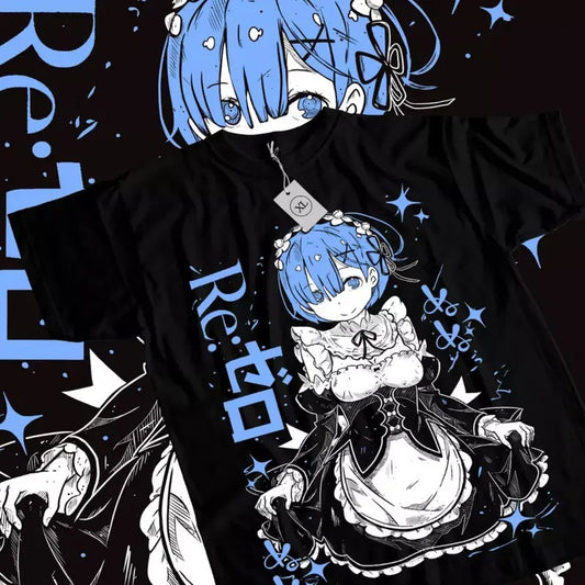Re Zero Anime T-Shirt & Sweatshirt, Cute Rem Kawaii Waifu Cute Graphic Tee, Anime Manga Lover Gifts