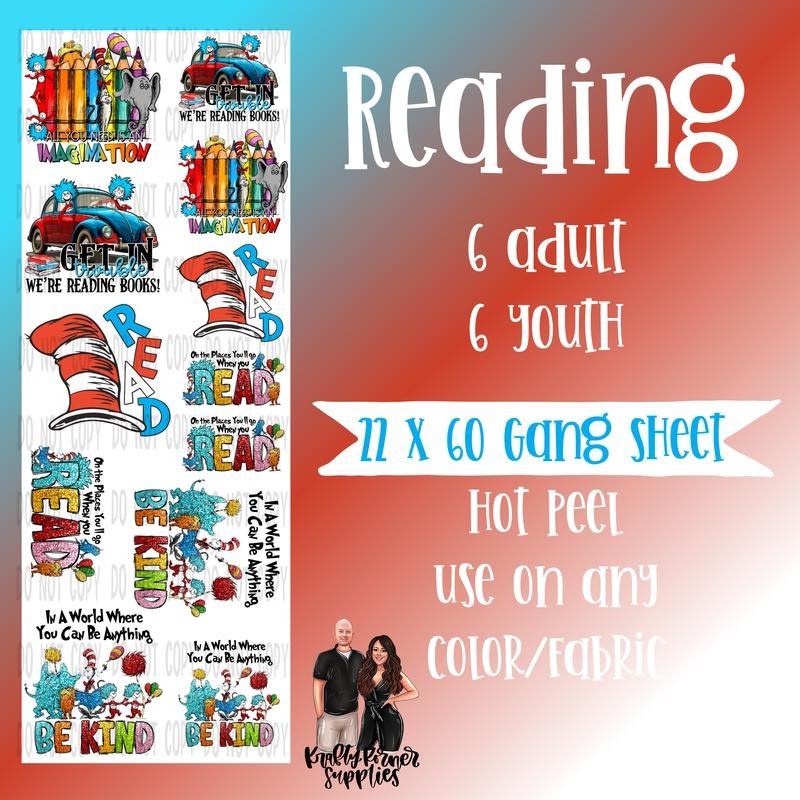 Reading Gang Sheet, 22 x 60