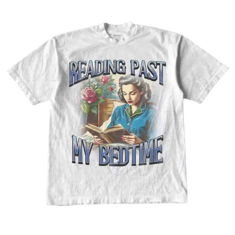 Reading Past My Bedtime Retro T-Shirt, Funny Women Book Lovers T-shirt, Reading Mom Shirts, Vintage 90s Gag Unisex Shirt, Book Lovers Giftstyle{n002}2