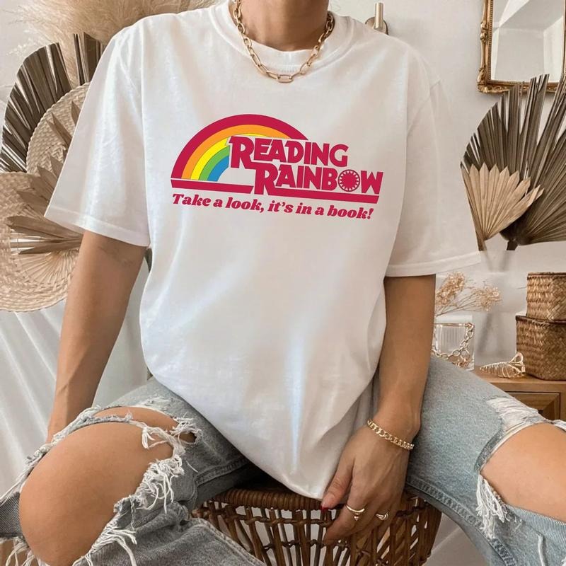 Reading Rainbow Shirt, Librarian Shirt, Take A Look Its In A Book Shirt, Unisex Sweater Pullover Tee