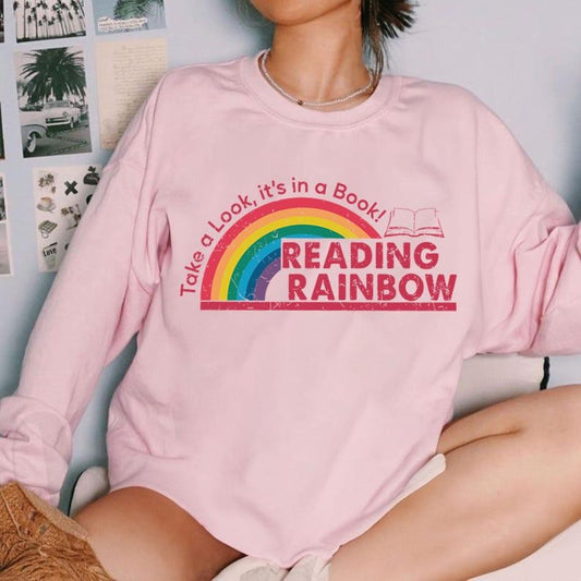 Reading Rainbow Shirt, Retro Librarian Shirt, Teacher Appreciation Shirt, Retro Comfort Rainbow School Shirt, Book Lover Gift, Bookworm Tee