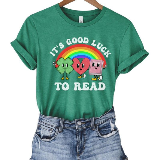 Reading Shirt, St. Patrick's Day Librarian Shirt, Reading Teacher Shirt, Library Tshirt, Book Lover Shirt, Retro Bookish Shirt, Short Sleeve Tee Shirt, Gifts Ideas For Women, Gifts For Birthday Mothers Day Fit Top