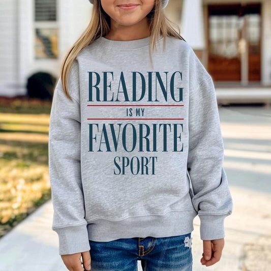 Reading is my favorite sport Youth Sweatshirt And Youth T-shirt, Vintage Reading Kids Shirt, Booklover Bookish Bookworm Reader Gift HFHUO