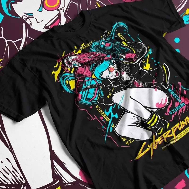Rebecca Shirt- Cyberpunk Edgerunner, Anime Game Final Boss, Top Game Sweatshirt, Otaku Ropa Sweater, Clothing Merch Gift Cotton Menswear