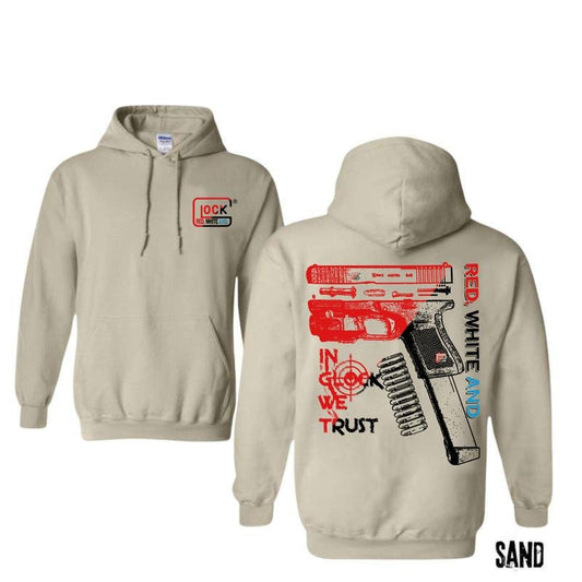 Red And White In GLock We Trust Hoodie, T-shirt, Menswear And Women  Pullover Classic Unisex