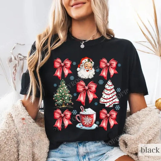 Red Coquette Christmas Shirt, Cute Xmas Tshirt, Women's Holiday Tee, Retro Holiday Tshirt, Christmas Gift, Gift for Her