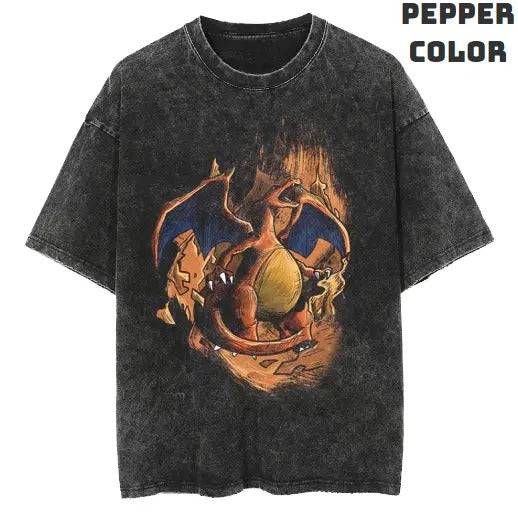 Red Evolution Charizard Pokemon Vintage Tee, Charizard Shirt, Pokemon Shirt, Vintage Pokemon Anime T-shirt, Anime Manga Shirt, Funny Shirt, Vintage Graphic Tee, Unisex T-Shirt, Gift For Fan Pokemon, Crewneck Short Sleeve Shirt Top Menswear Streetwear