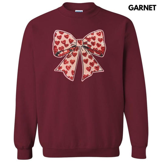 Red Heart & Pink Bow Sequin Patch Sweatshirt