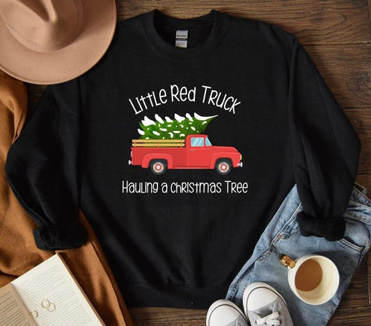 Red Truck Sweatshirt, Little Red Truck Christmas Sweatshirt, Funny Truck Tee Shirt, Hauling a Christmas Tree, Funny Christmas  T-shirt, sweater and Hoodie