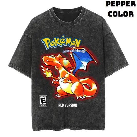 Red Version Vintage Tee, Charmander Shirt, Pokemon Shirt, Anime Manga Shirt, Funny Shirt, Vintage Graphic Tee, Unisex T-Shirt, Gift For Fan Pokemon, Crewneck Short Sleeve Shirt Top Menswear Streetwear