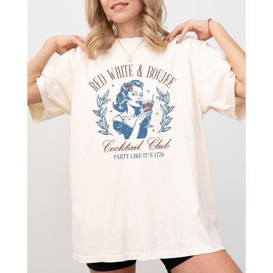 Red White Boujee, Cocktails, Party, 1776, America, USA, Patriotic, Independence Day, Fourth Of July, 4th Of July, Sassy Tshirt, Women's, Comfort Colors Tee, Patriotic, Independence Day, Fourth of July, 4th of July, America, USA