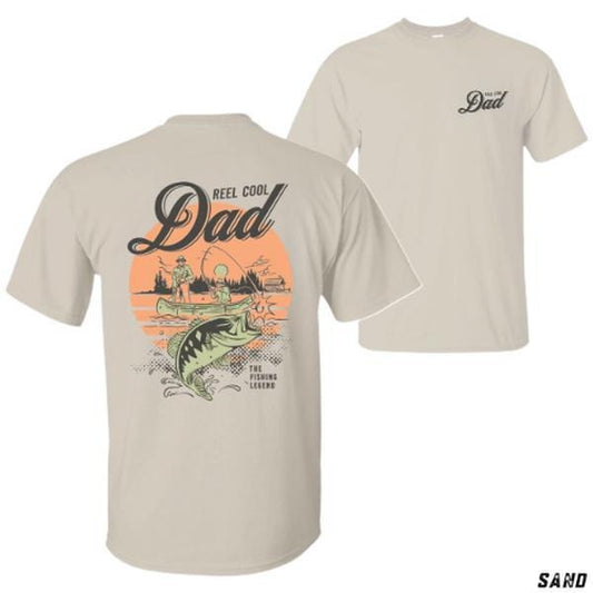 Reel Cool Dad Fishing T-Shirt - Vintage Bass Design Soft Cotton Tee - Classic Rib Collar - Perfect Gift for Fishermen Dads, Streetwear, Everyday Wear, Trendy Clothing, Casual Wear