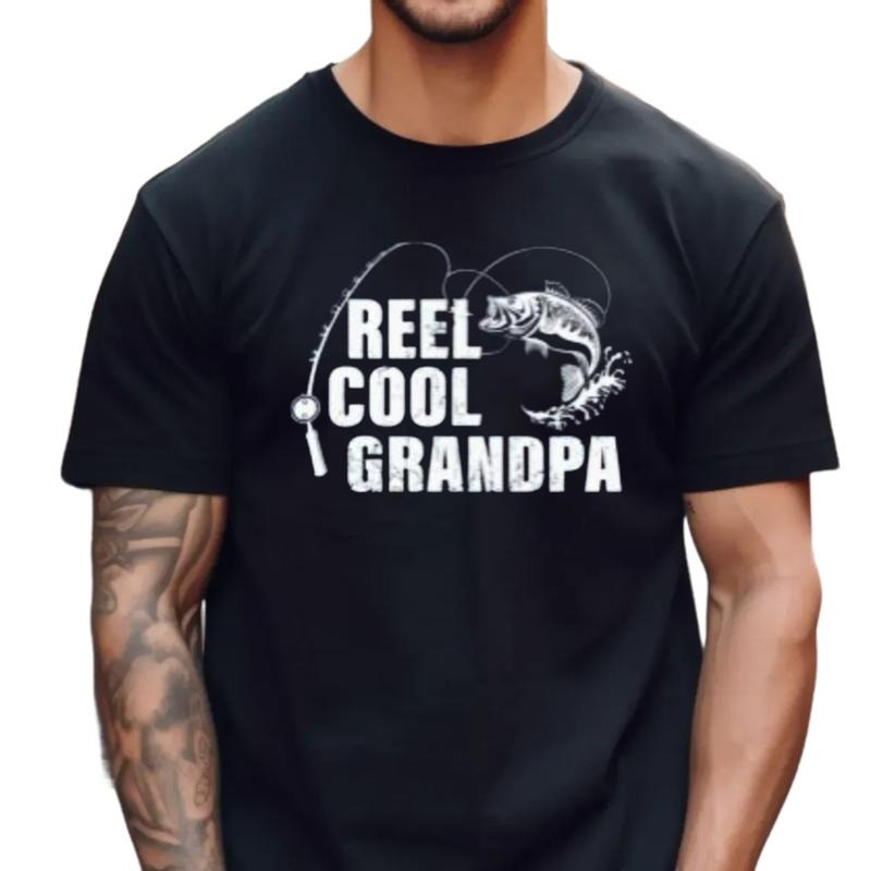 Reel Cool Grandpa Shirt For Men, funny Grandpa F*shing Shirt, F*shing happy Fathers Day Gift, humorous Grandfather Gift From Grandkids, Short Sleeve Crew Neck Top, casual Classic Streetwear