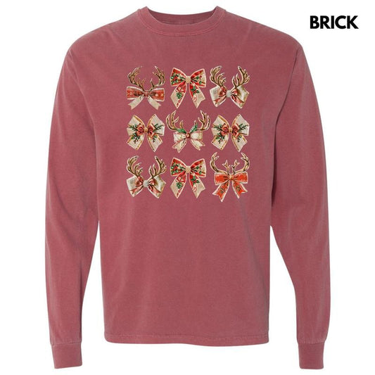 Reindeer Coquette Collage Long Sleeve Comfort Colors T-Shirt 'NLB'