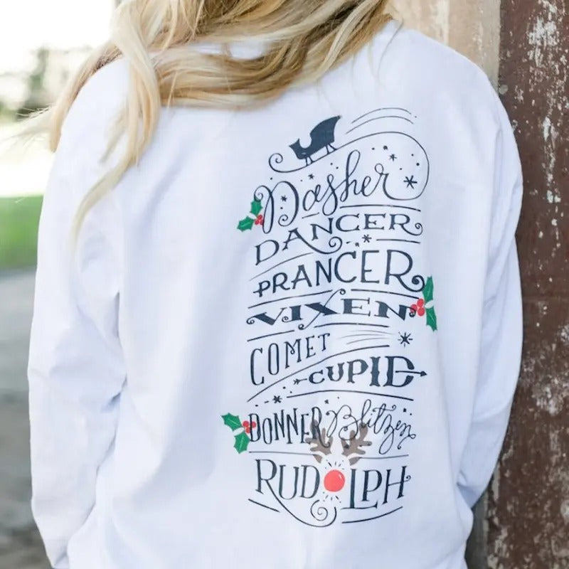 'Reindeer Names' Front & Back Sweatshirt