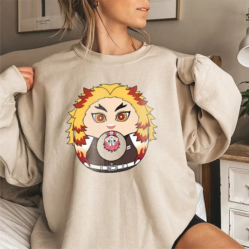 Rengoku 'Donut' with Akaza Funny Shirt, Kyojuro Rengoku Flame Hashira Sweatshirt Hoodie, Funny meme Demon Slayer t-shirt, Kimetsu no Yaiba Shirt, Anime sweatshirt hoodie, Anime lover t-shirt Menswear
