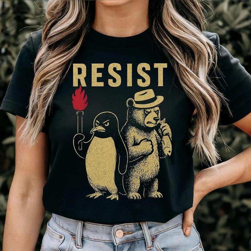 Resist Penguin Activism T-shirt, Anti-Trummp Shirt, Resist Penguin Shirt, Penguin lover Shirt