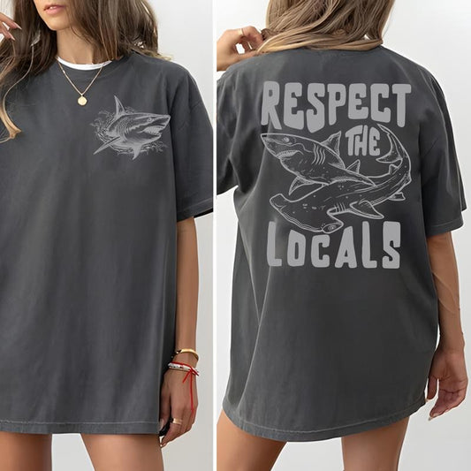 Respect The Locals | Great white Shark Sweatshirt | Save The Local Sharks Hoodie | Shark Lover | Ocean Conservation Hoodie | Surf Sweatshirt