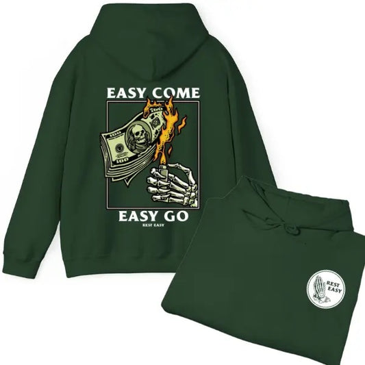 Rest Easy Hoodie T-Shirt - Easy Come Easy Go Skeleton Design, Ideal for Casual Wear, Comfortable and Stylish, Gift for Men And Women