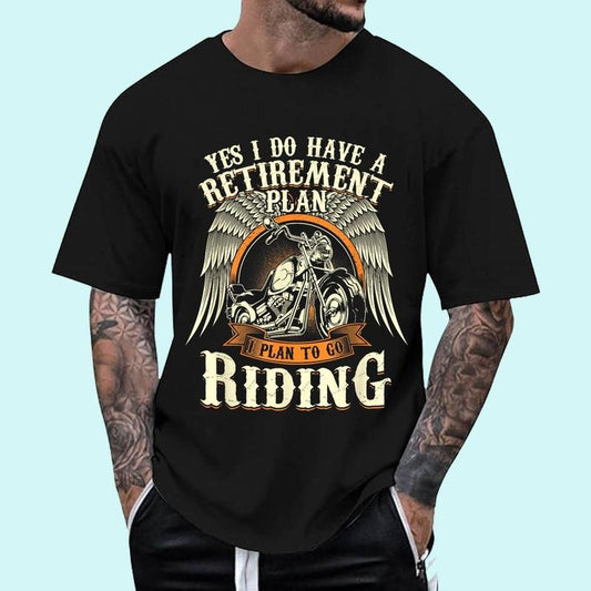 Retirement Plan To Go Riding Gift Motorcycle Riders Biker Unisex T-Shirt, Cotton 100%, Top Trending Fashion