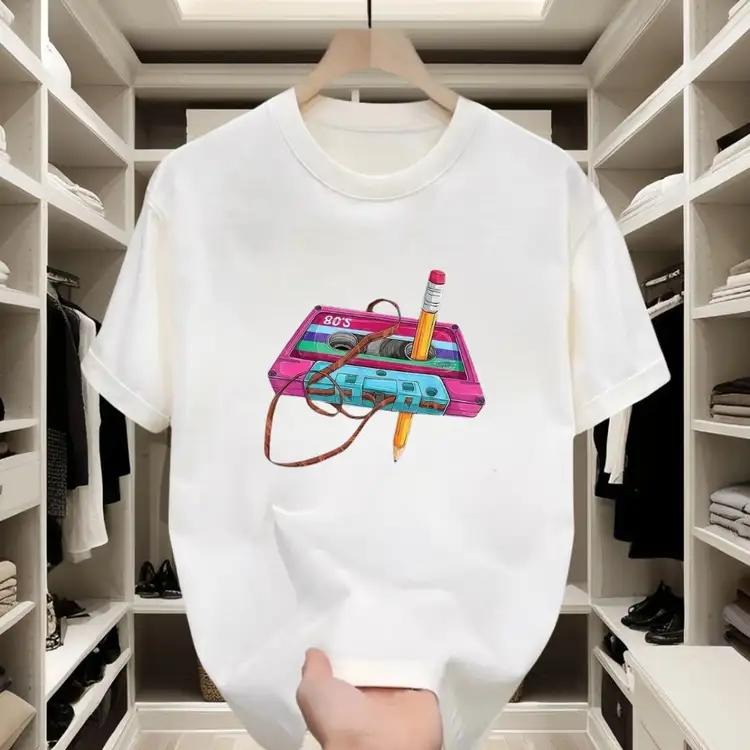 Retro - Vibe Cotton T - shirt |   Fun Cassette Tape Print for Casual Gatherings