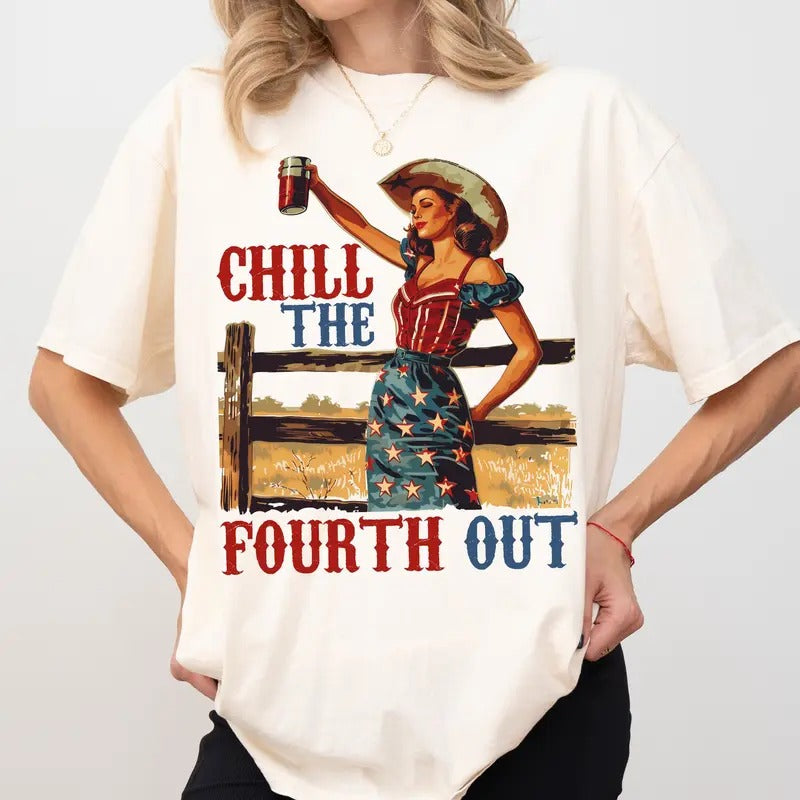 Retro 4th Of July Shirt, Chill The Fourth Out Shirt, America Shirt, Independence Day, Fourth Of July Gift, Patriotic American Tee, Unisex T-Shirt, Gifts For Him Her, Short Sleeve Tee Shirt