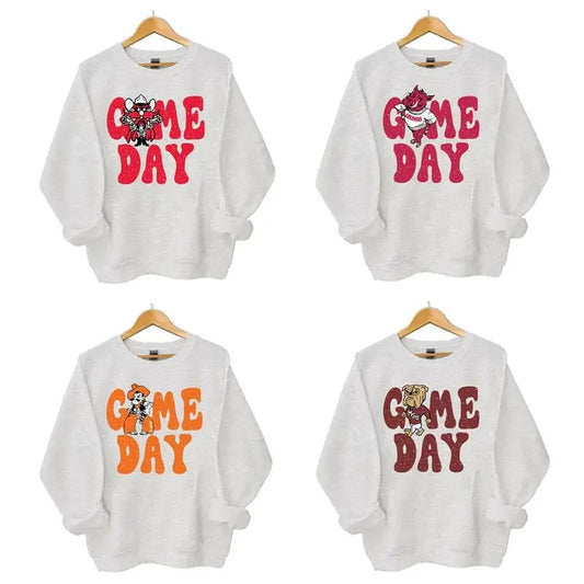 Retro All College Football Mascot Game Day Bundle Sweatshirt, Ash Grey Shirt, Fall Crewneck Ash Grey Unisex Hoodies Sweaters