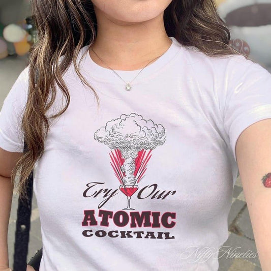 Retro Bar Baby Tee, Baby Tee Cocktail, Y2k Baby Tee, 90s Shirt, Coquette Clothing Cotton Fashion