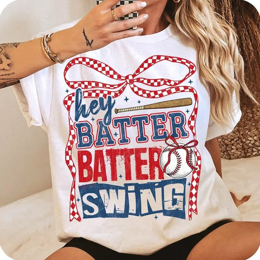 Retro Baseball Batter Batter Swing Graphic Shirt,  Vintage Sports Game Day TShirt, Sports Team Mom Family Tee Womenswear Top Comfort Streetwear