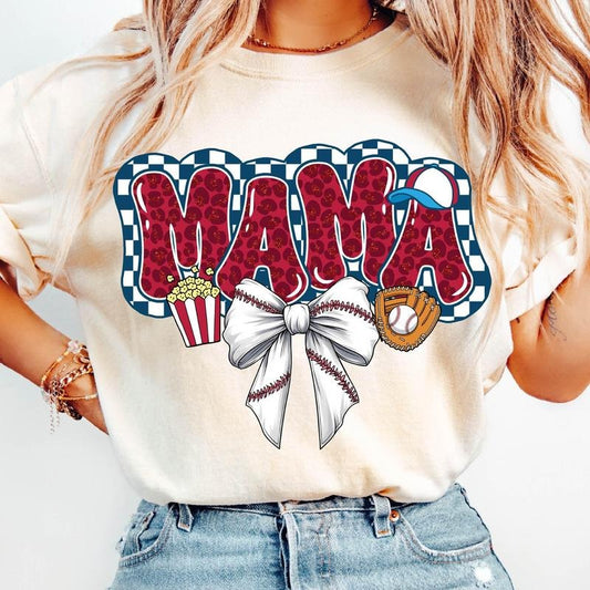 Retro Baseball Mama T-Shirt, Leopard Mama Baseball T-Shirt, Game Day Shirt, Checkered Baseball Coquette Bow Shirt, Baseball Mom T-Shirt